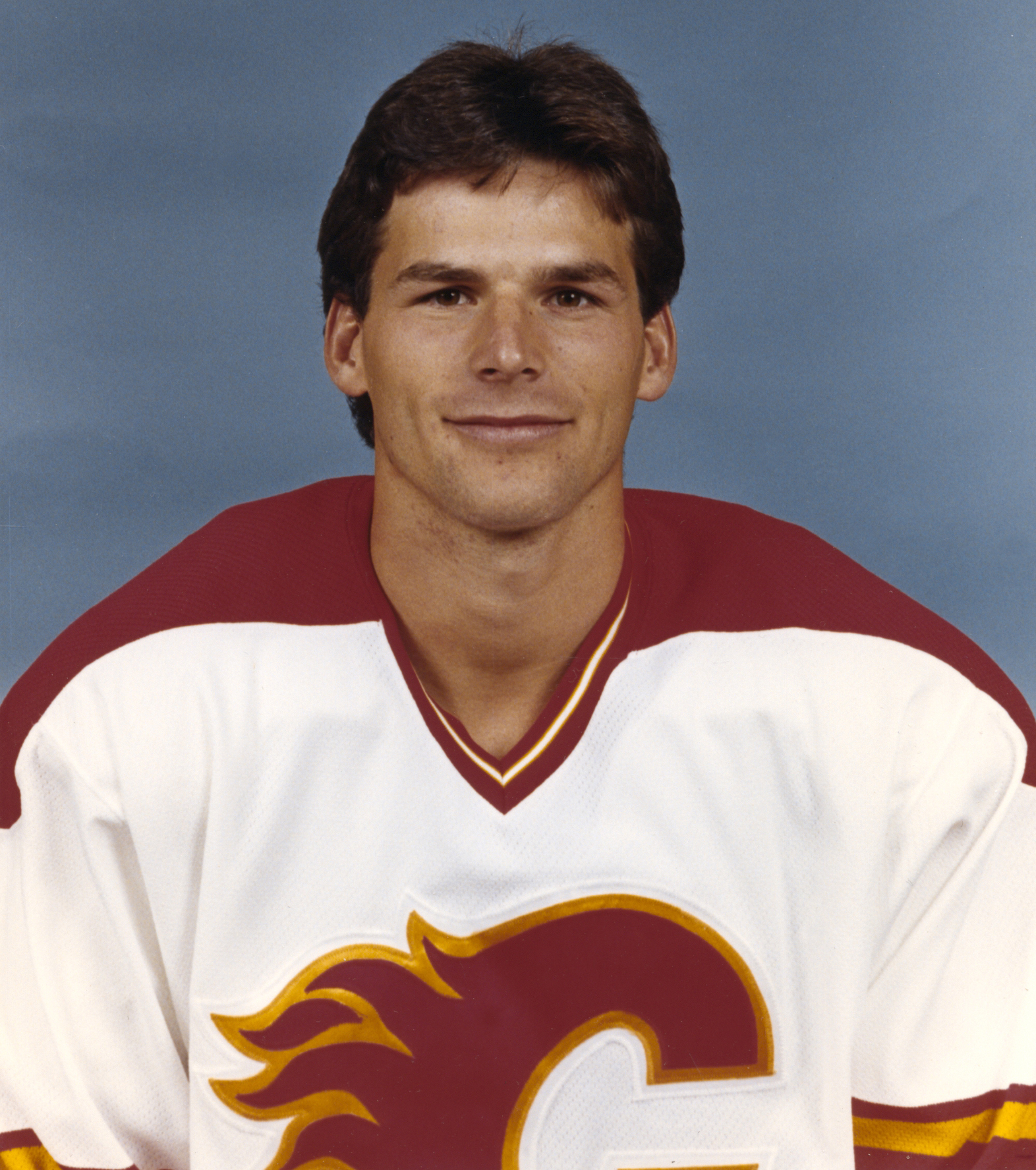 1987-88 Perry Berezan Game Worn, Signed Calgary Flames Jersey